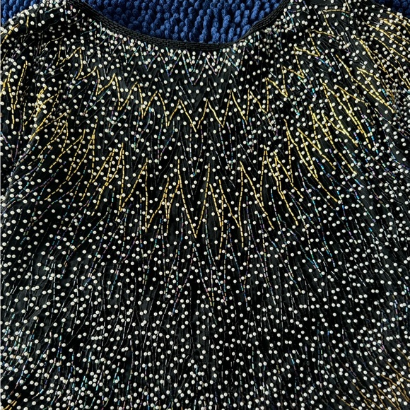 Saks Fifth Avenue Size Large Black Bead and Pearl Top Fully Lined - Picture 4 of 9